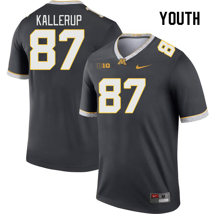 Youth #87 Nick Kallerup Minnesota Golden Gophers College Football Jerseys Stitched-Charcoal - Click Image to Close